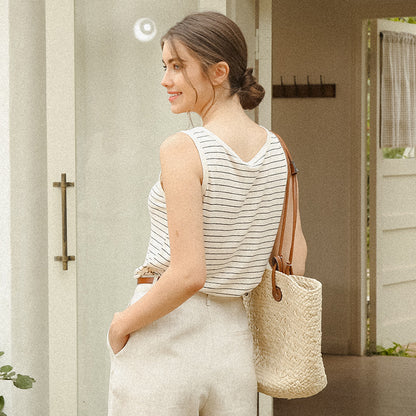 French Striped Linen Top
