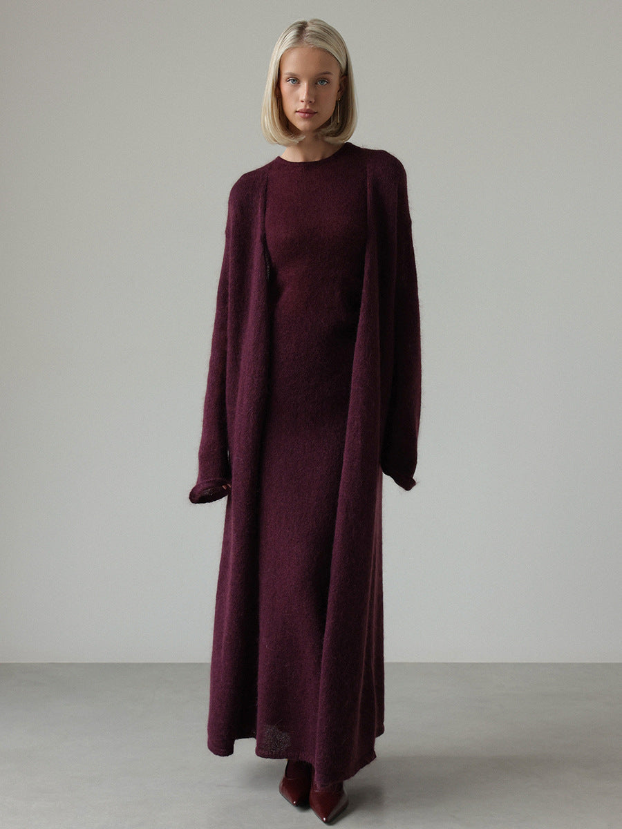 Knitted Cardigan & Dress Two-Piece Set