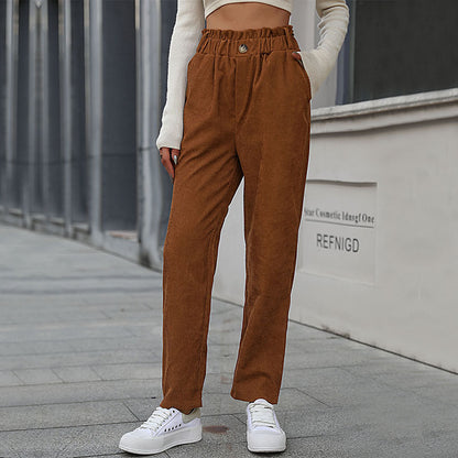 Straight Leg Camel Corduroy Pants