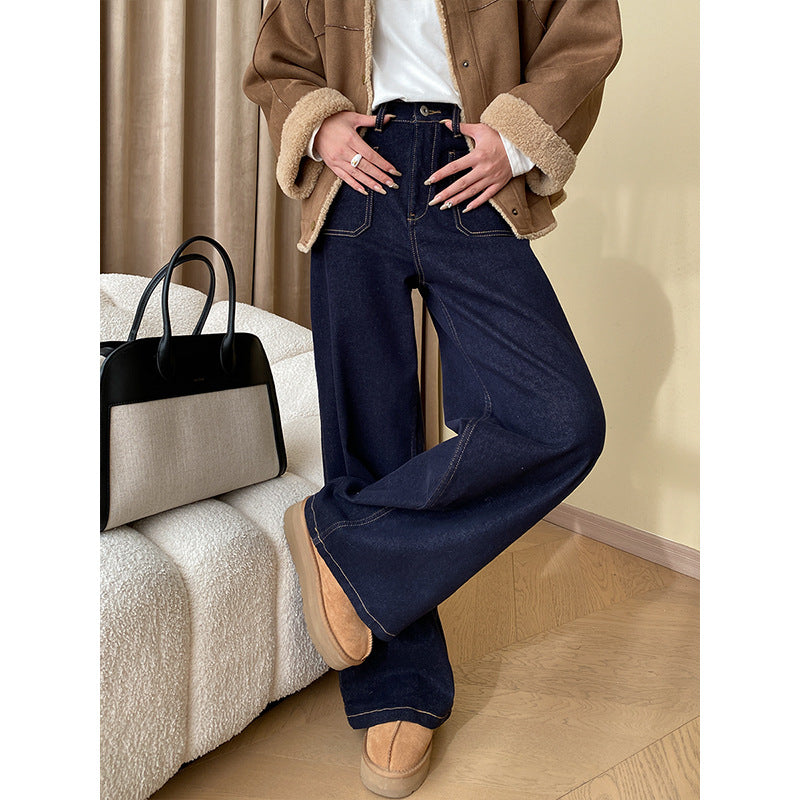 Double Pocket Wide Leg Jeans