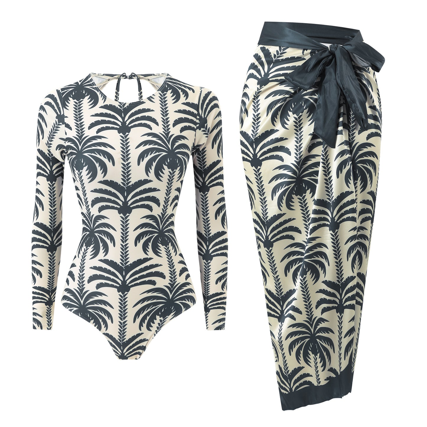 Coconut Print Long-Sleeved Two-Piece Set