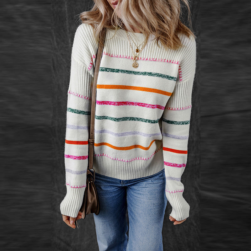 Round Neck Striped Sweater