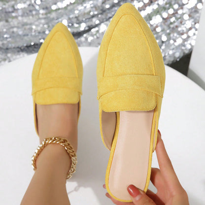 Pointed Faux Suede Mules