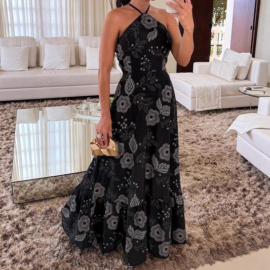 Halter Vacation Elegant Printed Dress