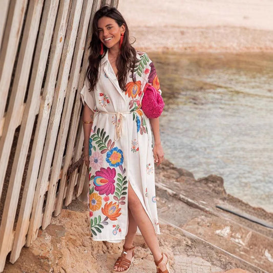 Casual Beach Dress Seaside Vacation Robe