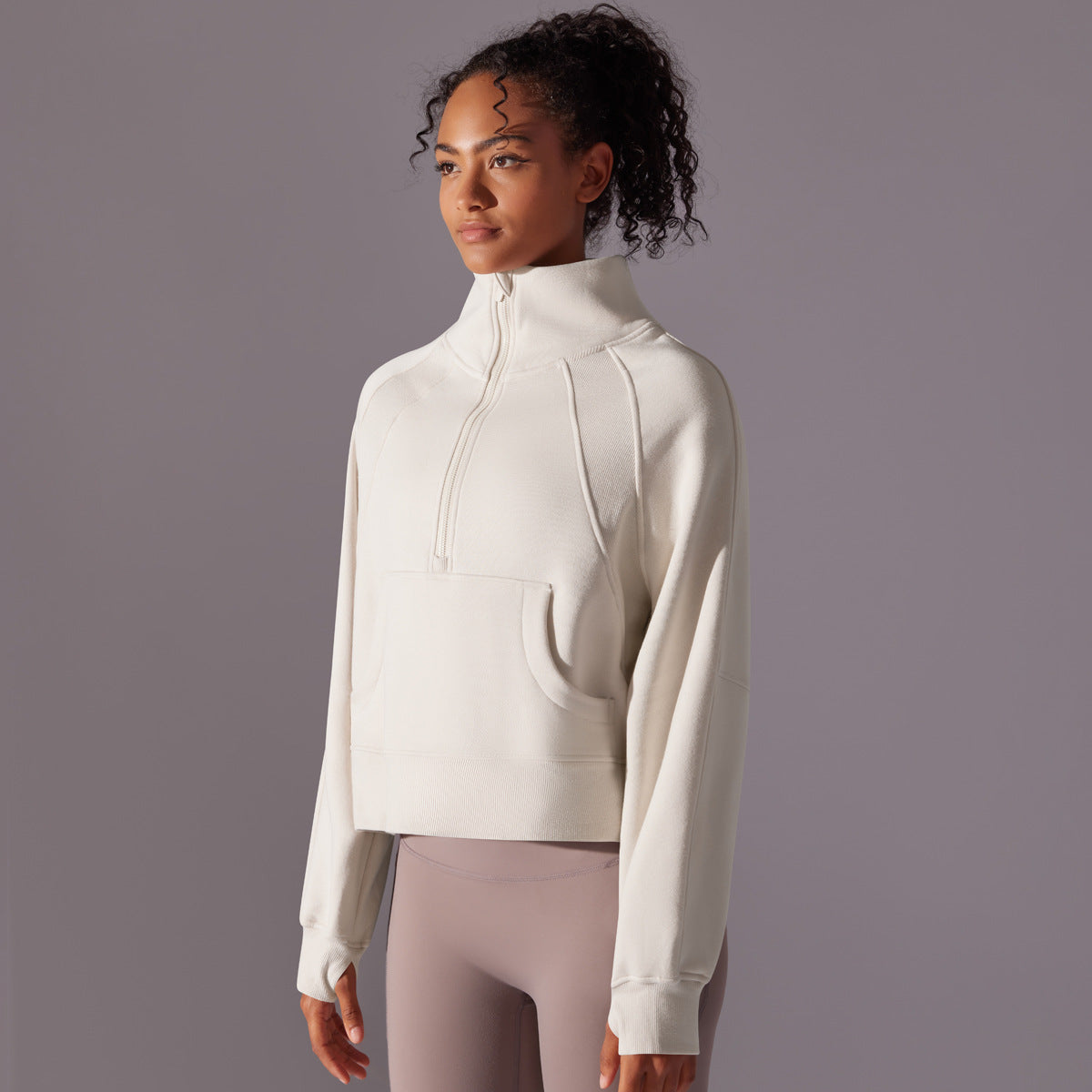 High Collar Zipped Sweatshirt