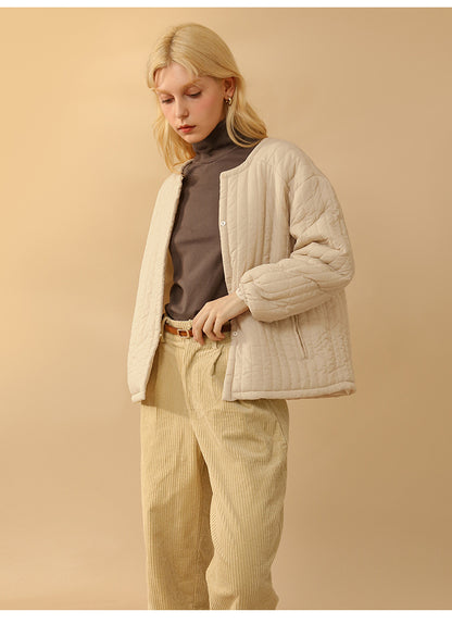 French Cotton Thick Corduroy Hemmed Straight Pants