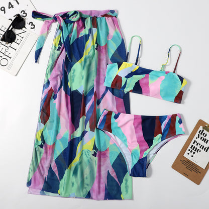 Colourful Three-Piece Bikini Set
