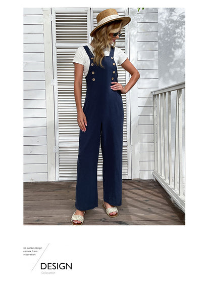 Navy Straight-Leg Overalls