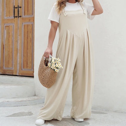 Apricot Loose Wide Leg Overalls
