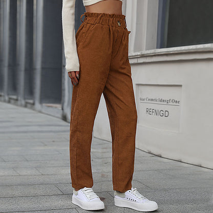 Straight Leg Camel Corduroy Pants