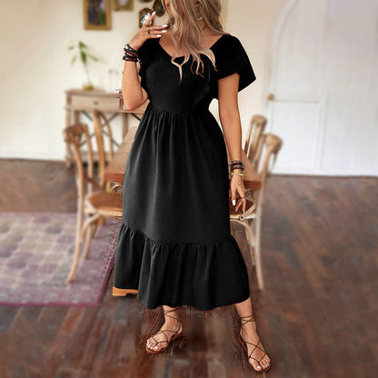 Elegant Ruffled Backless Dress