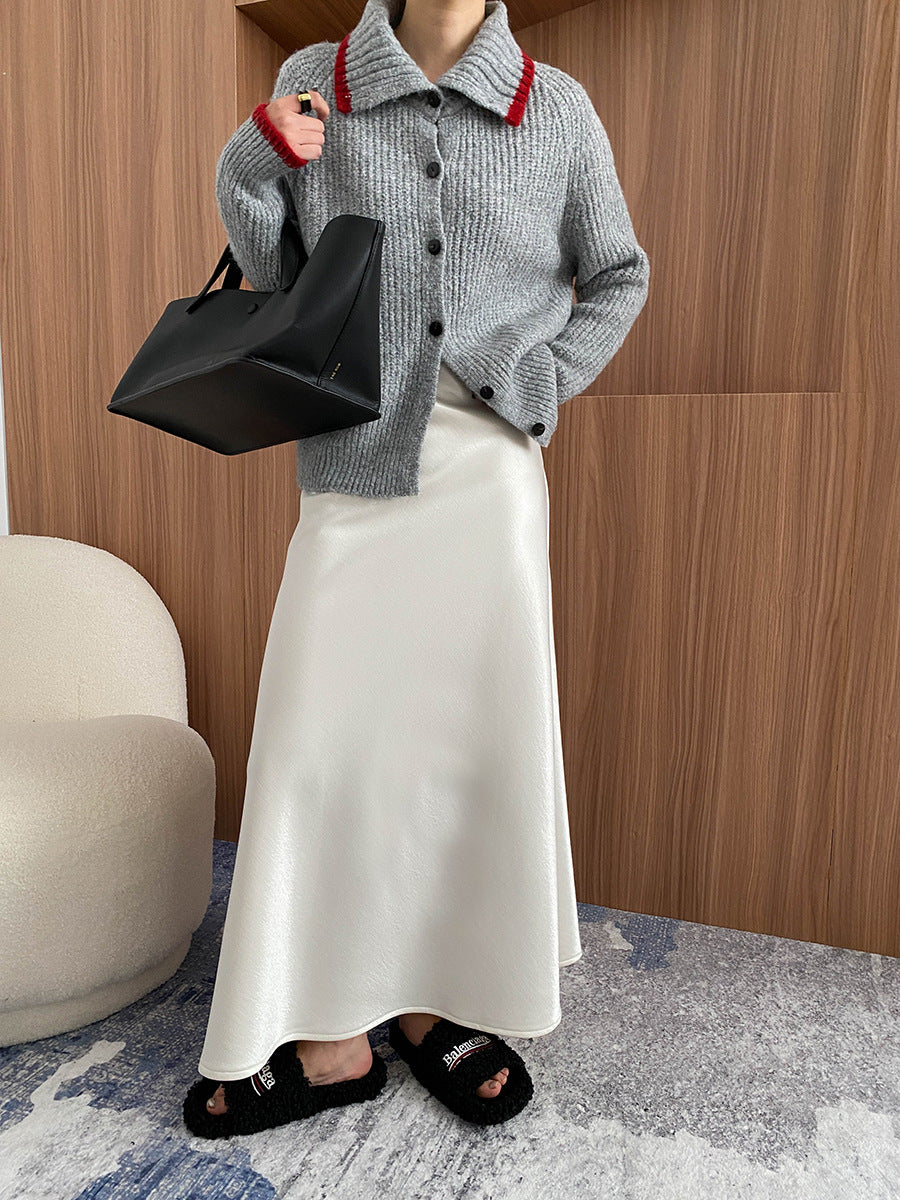 Fleece lined Satin Micro Fishtail Skirt