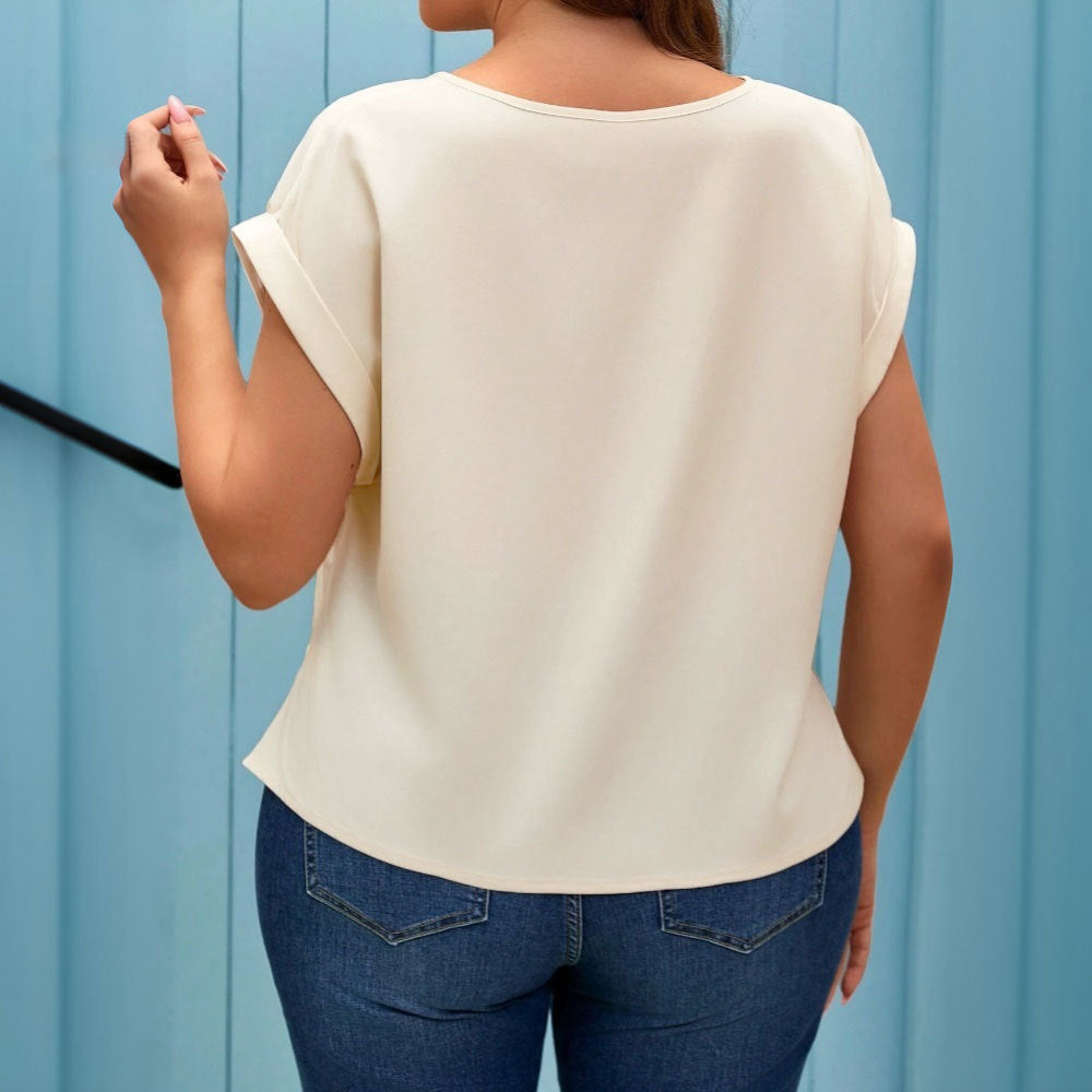 Crossover Apricot Short Sleeve Top