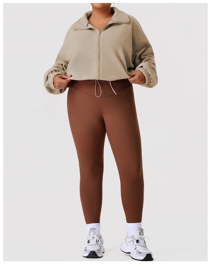 Cropped Sports Polar Fleece Sweater