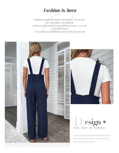 Navy Straight-Leg Overalls