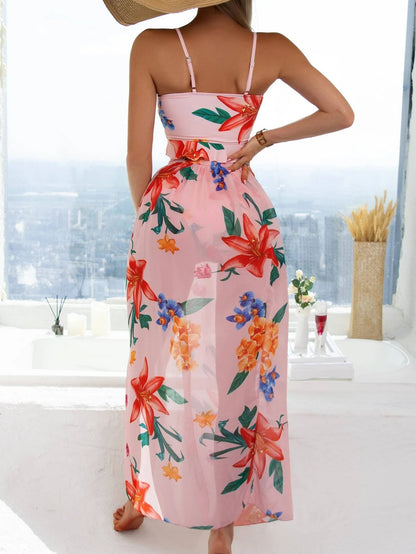 Floral Split Three Piece Bikini Set