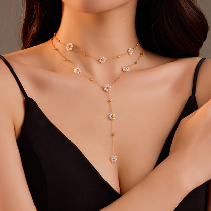 Pearl Floral Tassel Necklace