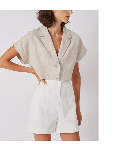 French Cotton Linen Cropped Shirt