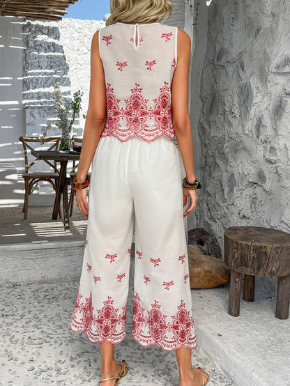 Casual Vacation Top Capri Pants Set