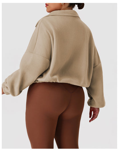Cropped Sports Polar Fleece Sweater
