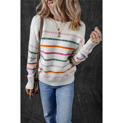 Round Neck Striped Sweater