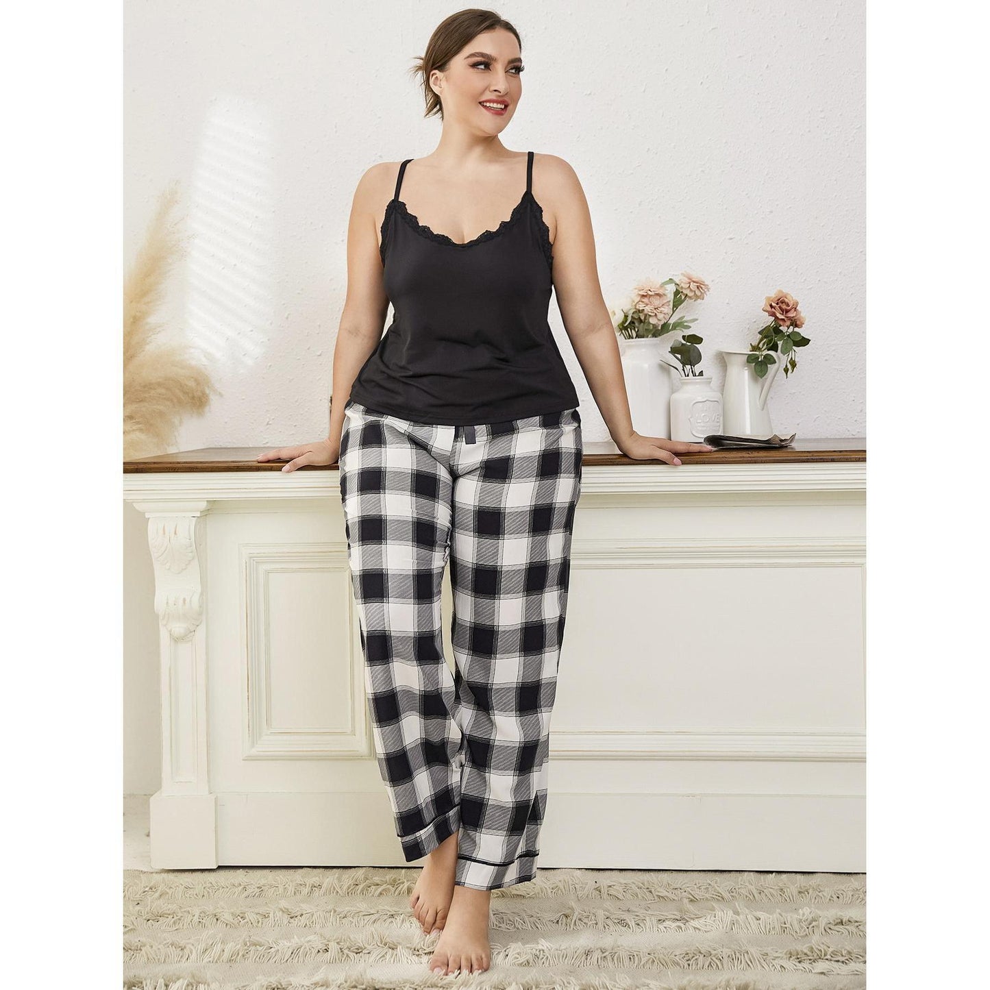 Black Plaid Pajama Set