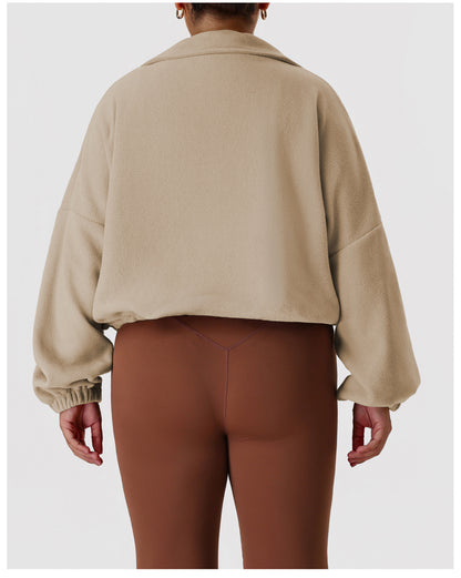 Cropped Sports Polar Fleece Sweater