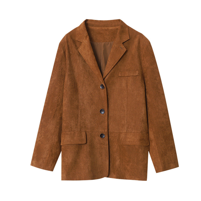 Faux Suede Loose Blazer