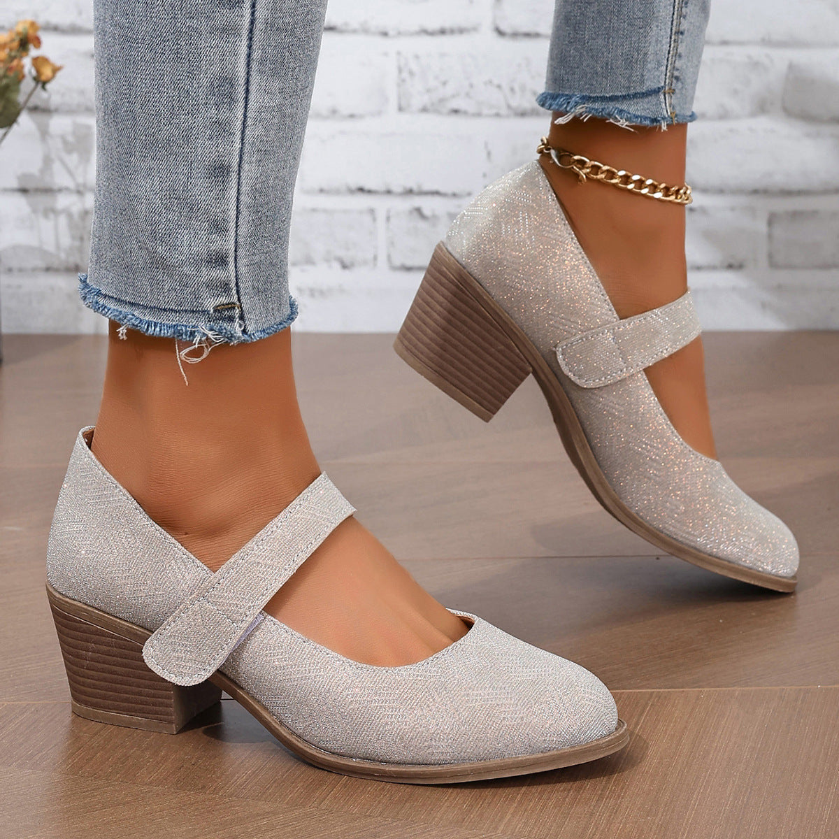 Khaki Mary-Jane Heels