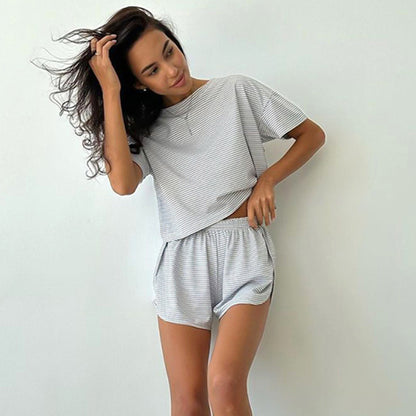 Carol Knitted Striped Pajamas Set