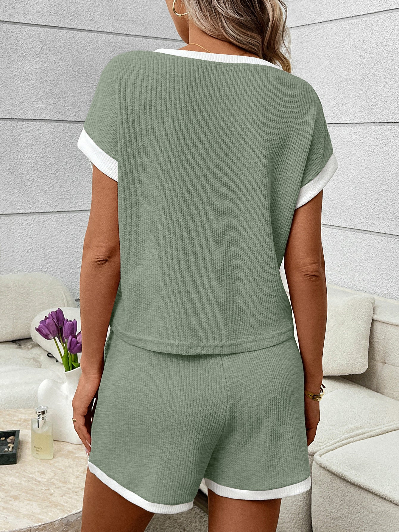 Summer Shorts Knit Two Piece Set