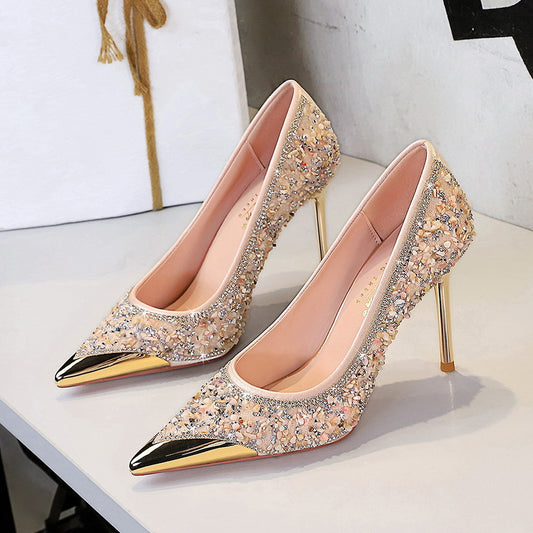 Rhinestone Metal Pointed Stilettos