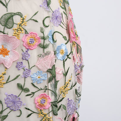 Three Dimensional Floral Strapless Dress