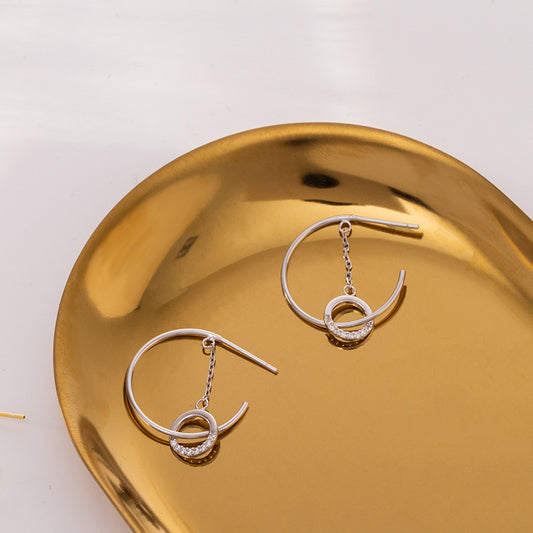 C Shaped Geometric Design Earrings