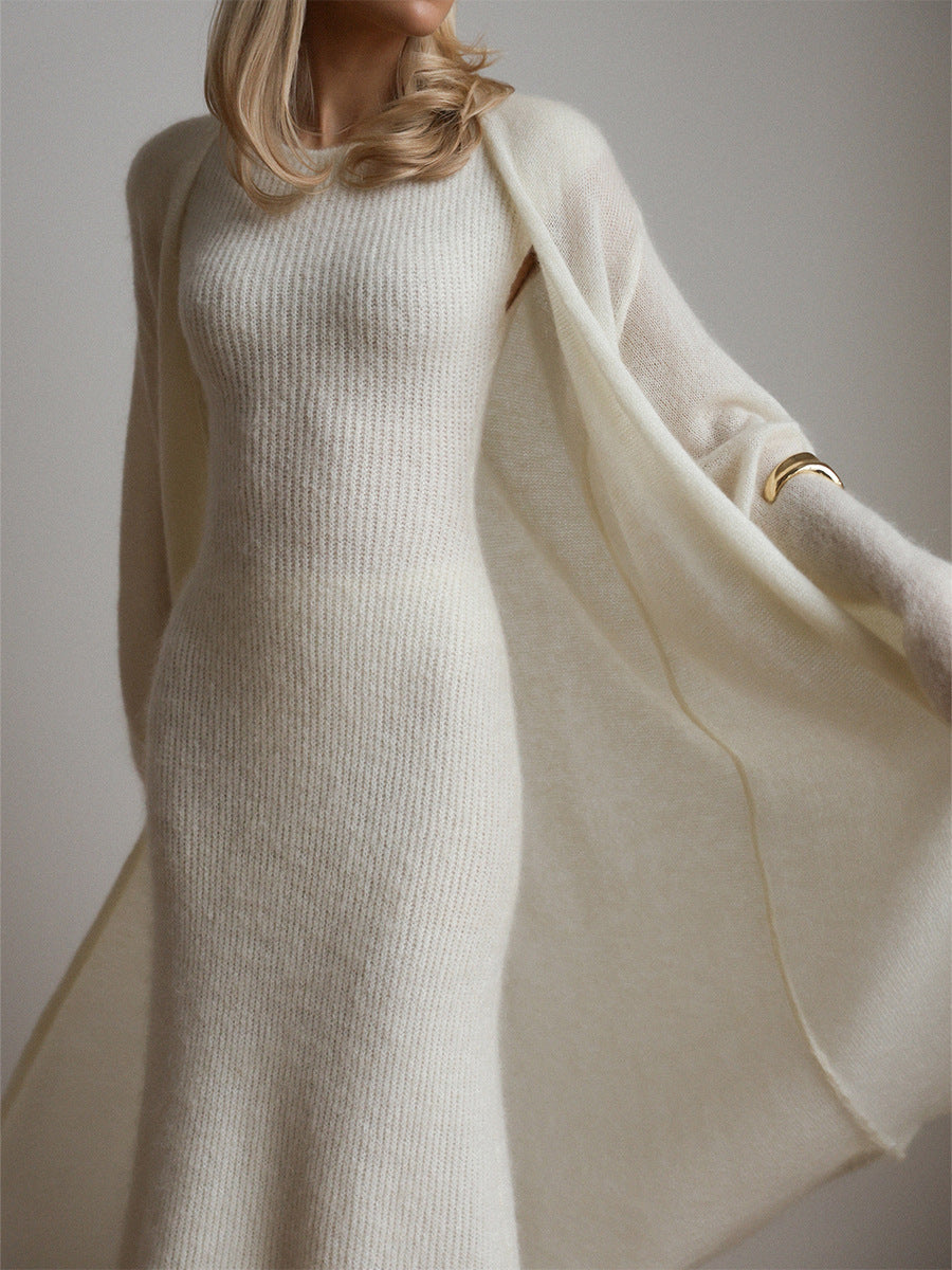 Knitted Cardigan & Dress Two-Piece Set