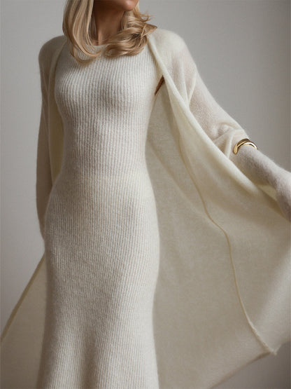 Knitted Cardigan & Dress Two-Piece Set
