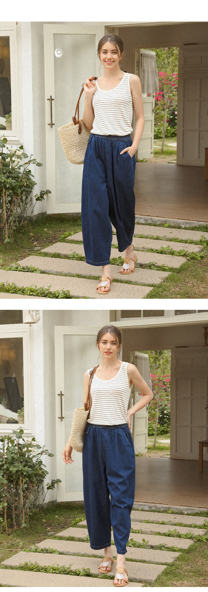 French Striped Linen Top