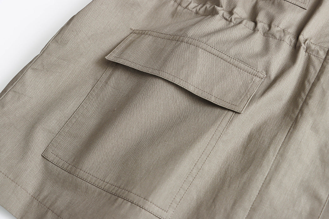 Fashionable Street Retro Design Stand Collar Profile Casual Overall Trench Coat