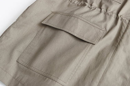 Fashionable Street Retro Design Stand Collar Profile Casual Overall Trench Coat