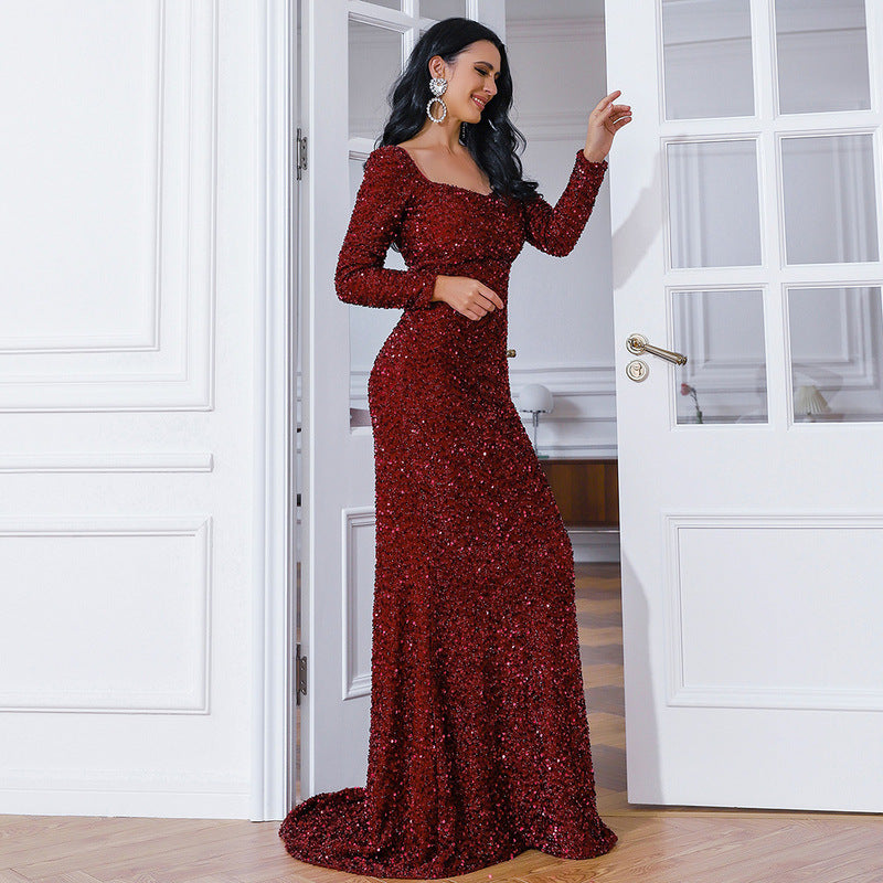 Sequin Fishtail Sweetheart Dress