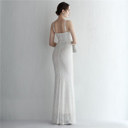 Beaded Halter Elegant Gown