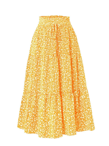 Yellow Floral Midi Skirt