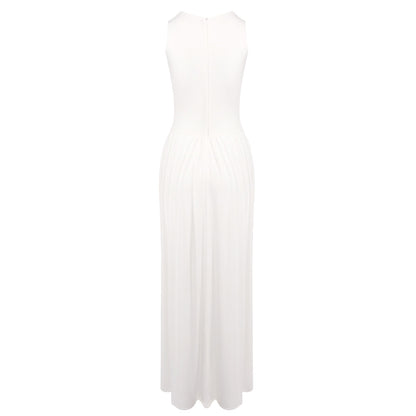 White Summer Asymmetric Maxi Split Dress
