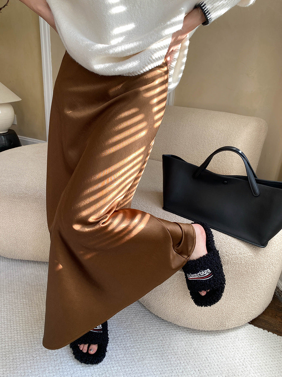 Fleece lined Satin Micro Fishtail Skirt