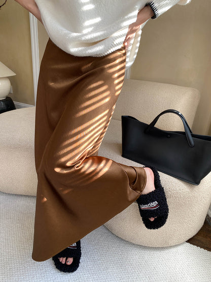 Fleece lined Satin Micro Fishtail Skirt