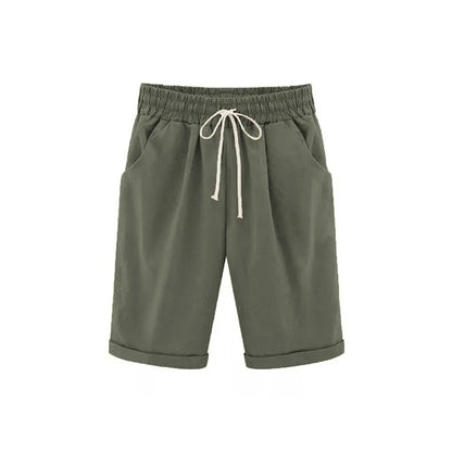 Cotton Elastic Waist Loose Boat Shorts