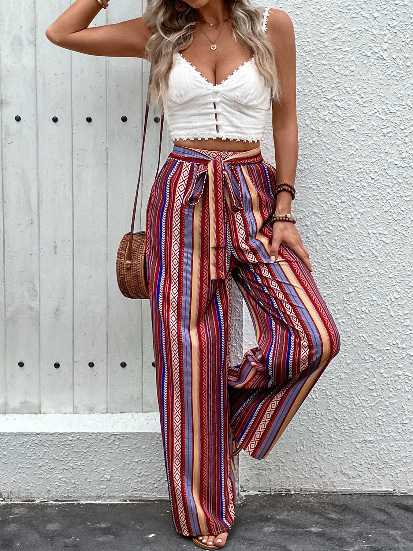 Summer Printed Wide Leg Pants