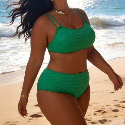 Wave Print Green Bikini