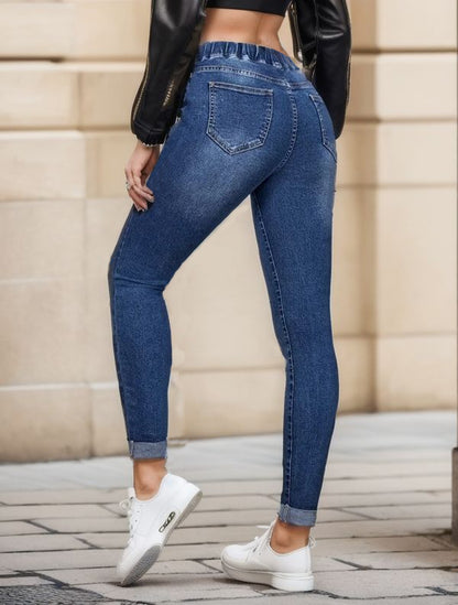 Elastic Waist Skinny Jeans